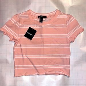 Pink and white crop top